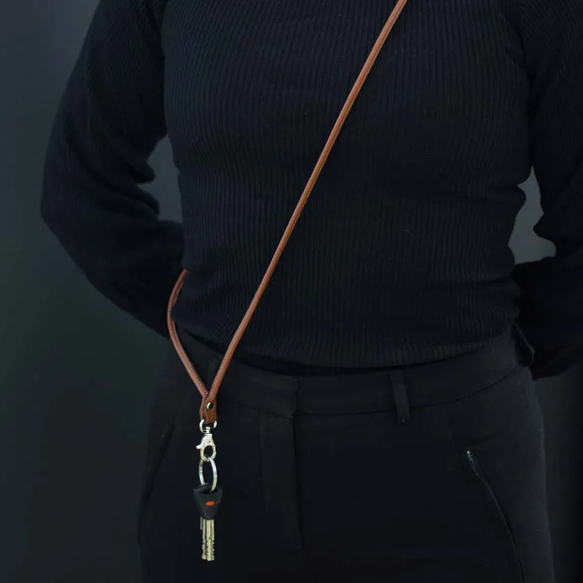 Long key chain lanyard, elk leather