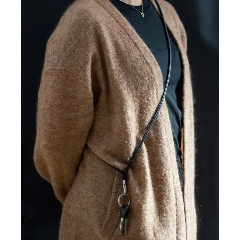 Long key chain lanyard, elk leather