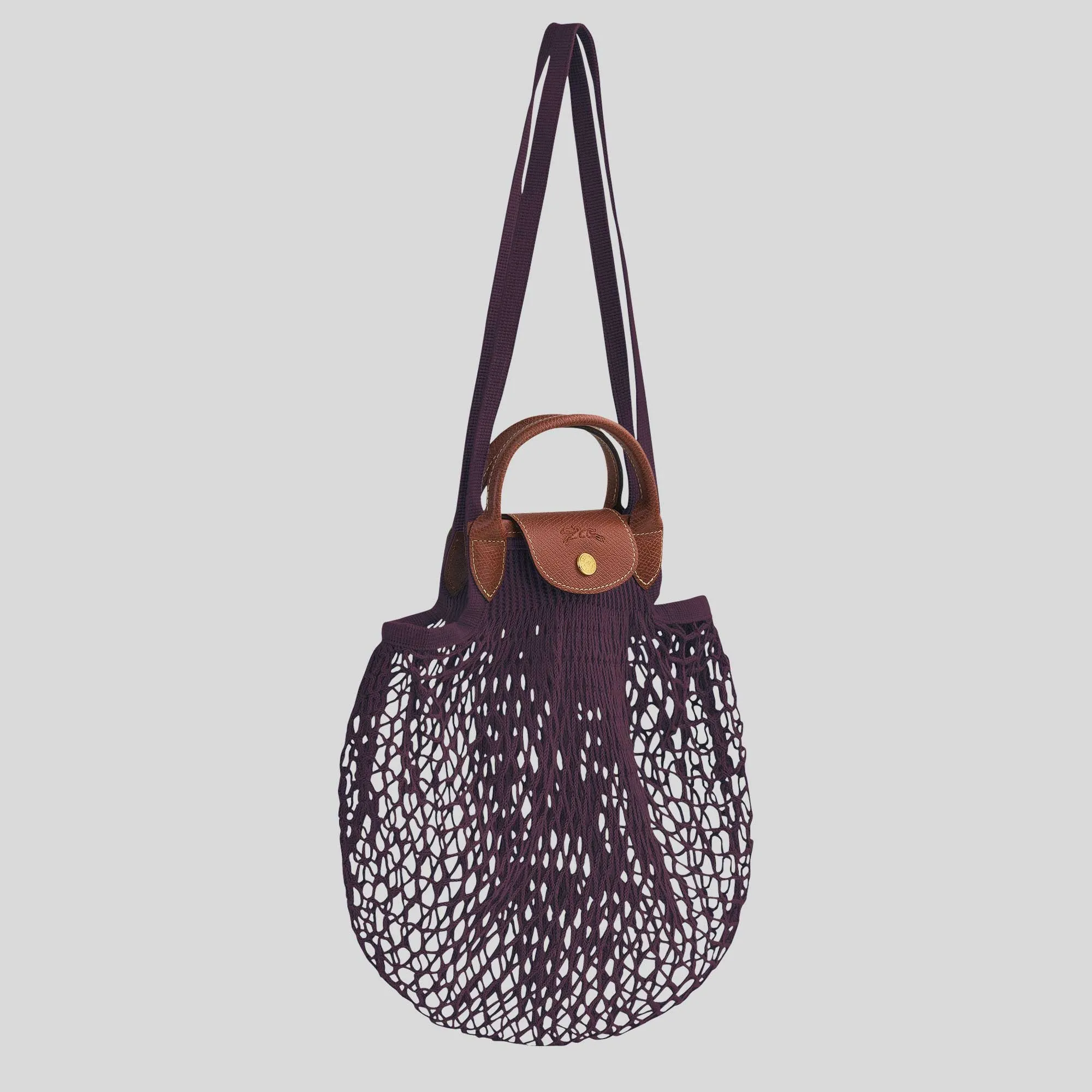 LONGCHAMP Le Pliage Filet L Mesh Bag Eggplant RB-10121HVH