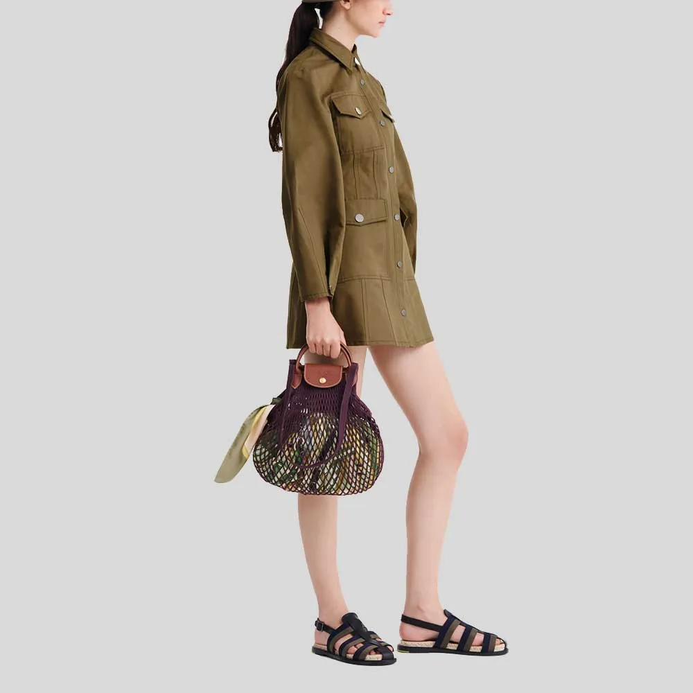 LONGCHAMP Le Pliage Filet L Mesh Bag Eggplant RB-10121HVH