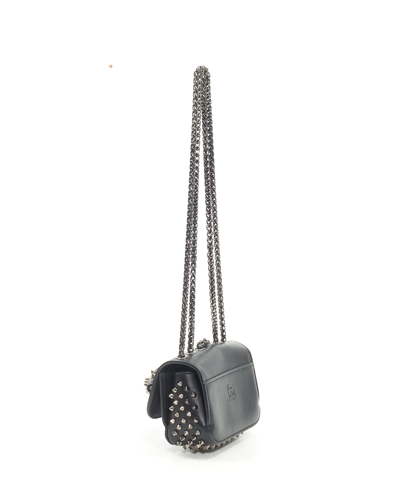 Louboutin Black Calfskin Spike Sweet Charity Mini Bag