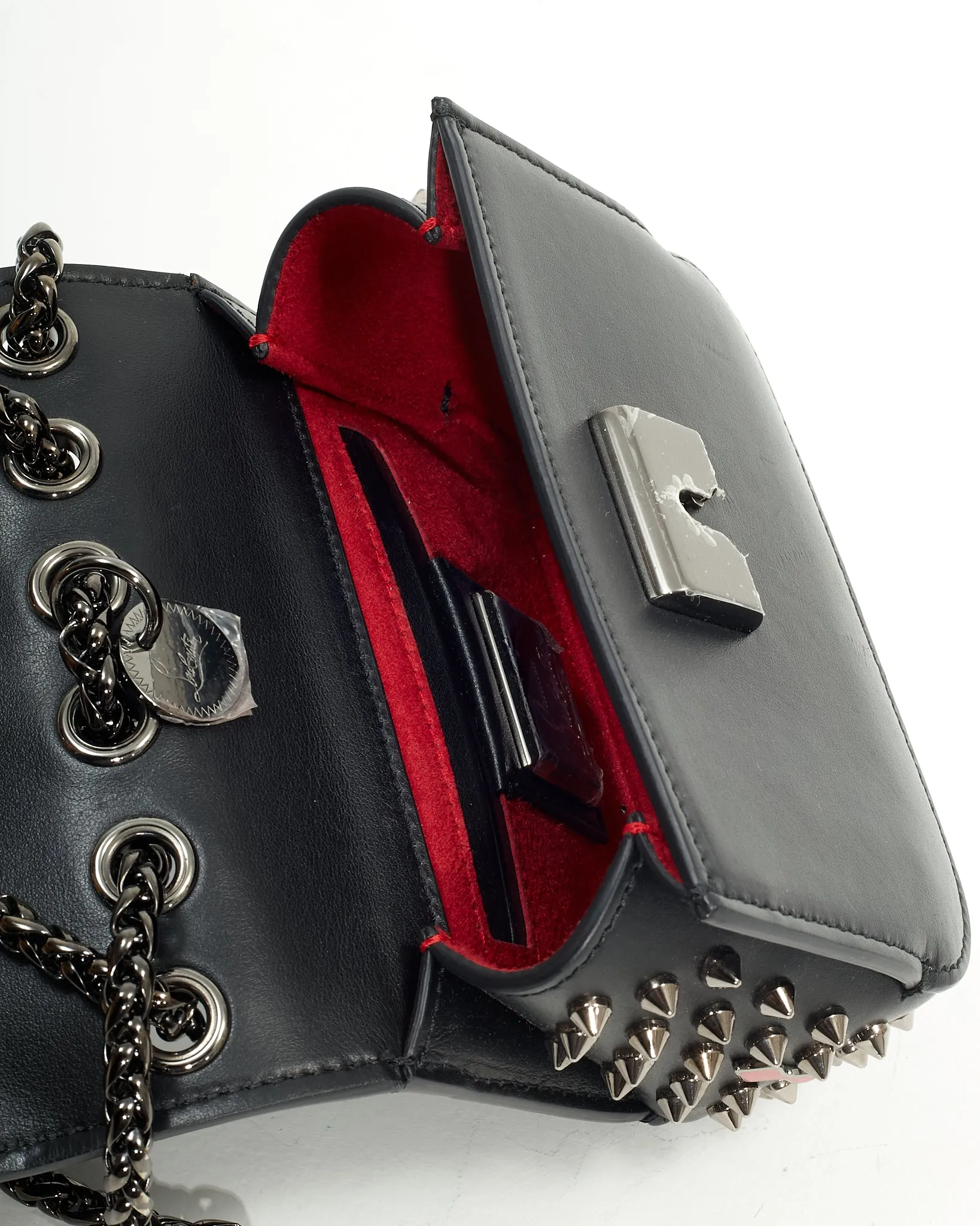 Louboutin Black Calfskin Spike Sweet Charity Mini Bag