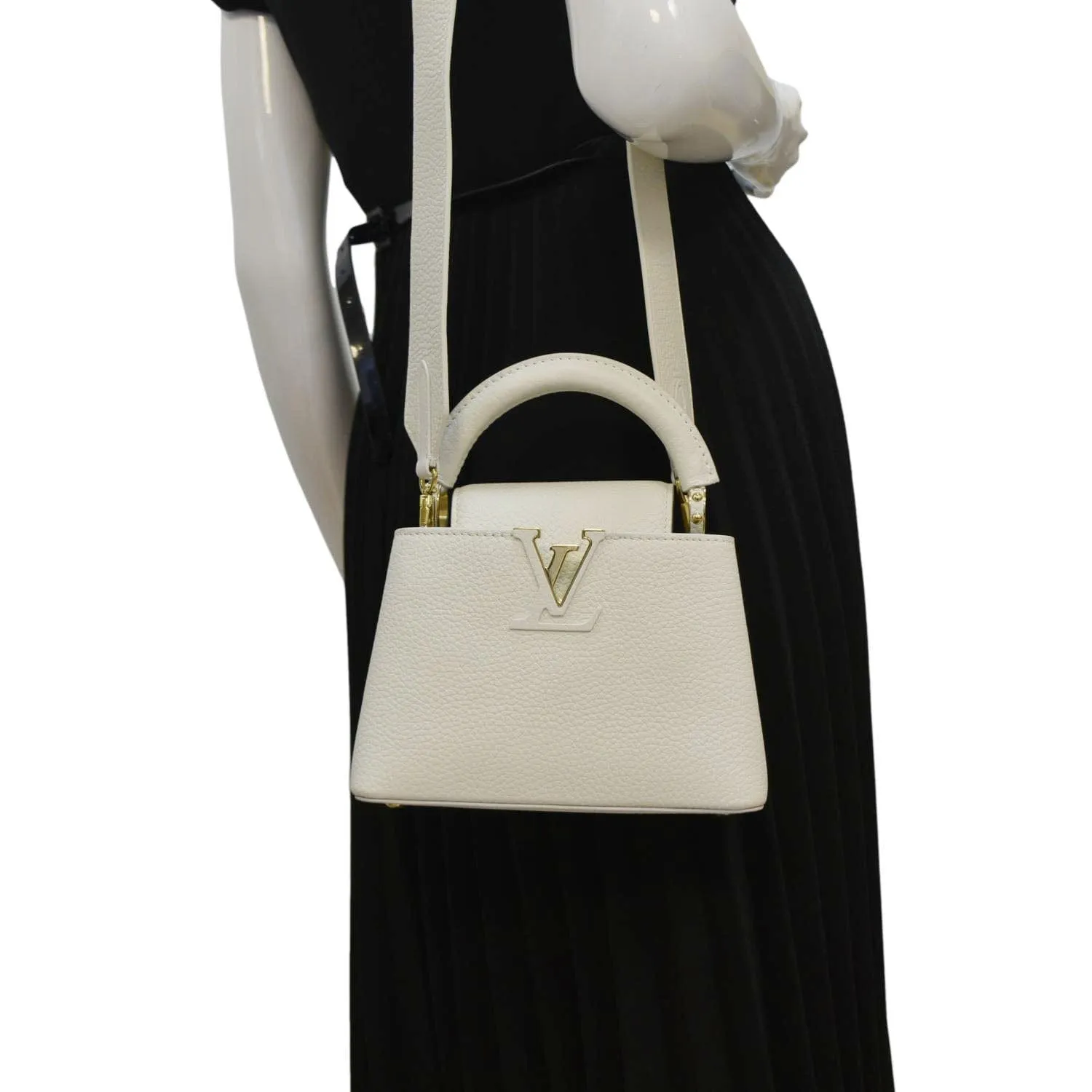 LOUIS VUITTON  Capucine Mini Taurillon Leather Crossbody Bag Snow