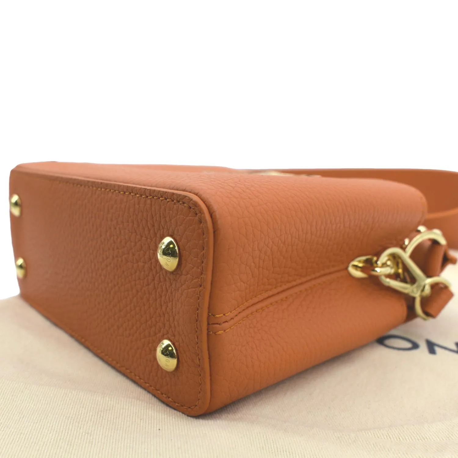 LOUIS VUITTON Capucines Mini Taurillon Python Leather Satchel Bag Topaze Imperiale
