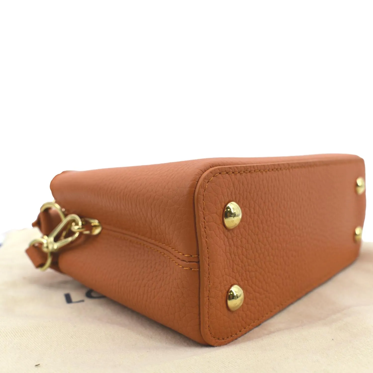 LOUIS VUITTON Capucines Mini Taurillon Python Leather Satchel Bag Topaze Imperiale