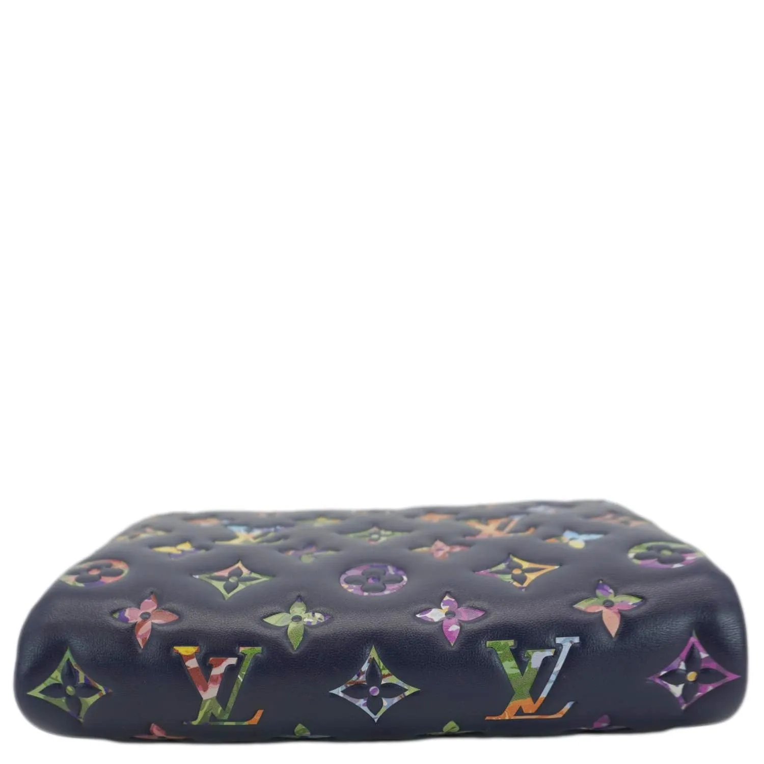 LOUIS VUITTON Coussin Pochette Garden Embossed Leather Crossbody Bag Navy Blue