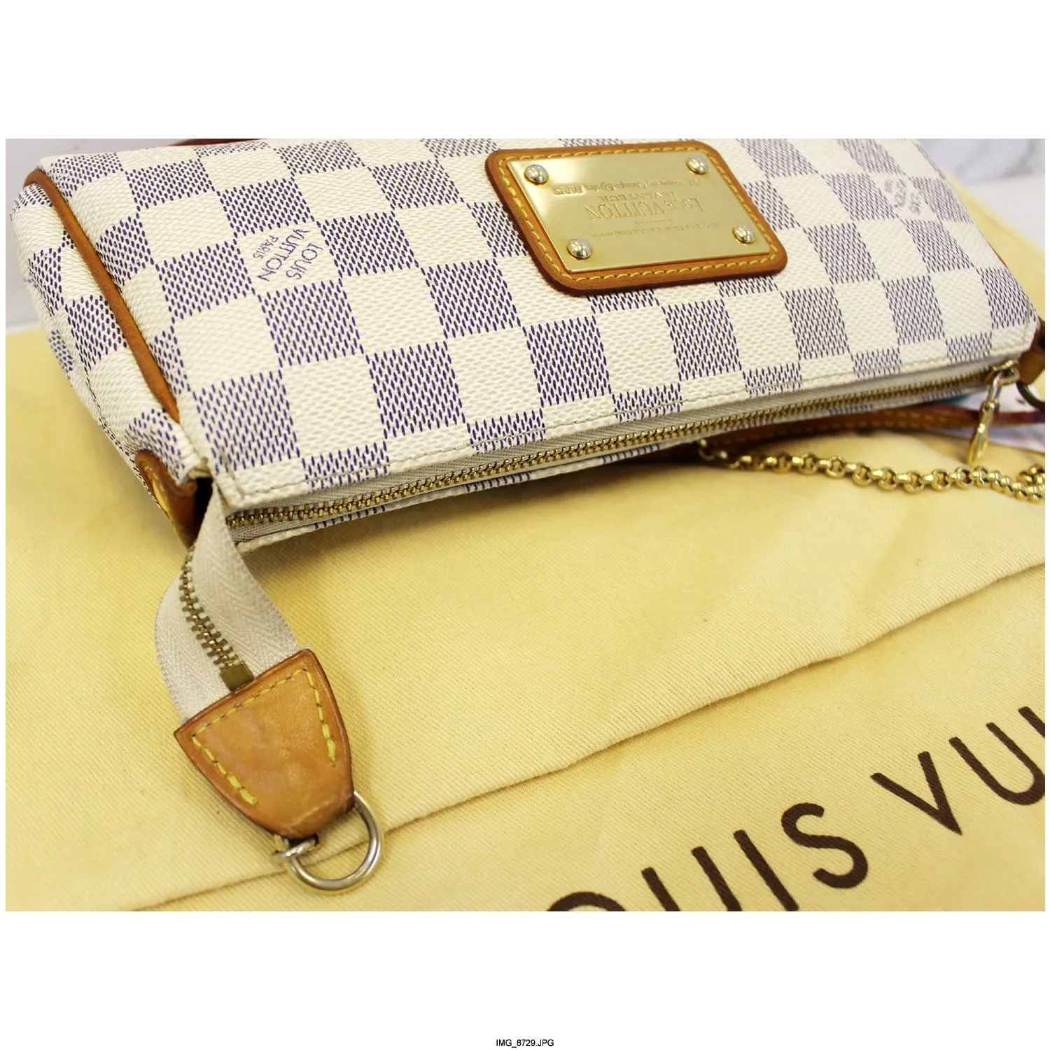 LOUIS VUITTON Eva Clutch Damier Azur Crossbody Bag