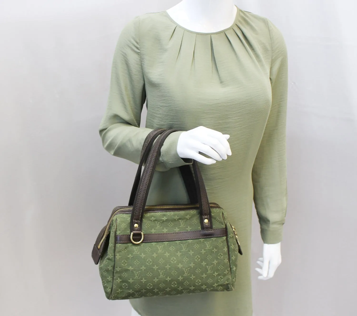 LOUIS VUITTON Khaki Monogram Mini Lin Josephine PM Bag