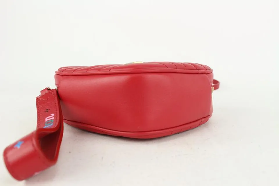 Louis Vuitton Limited Edition Red Quilted Leather New Wave Heart Crossbody Bag 816lv
