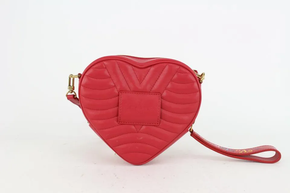 Louis Vuitton Limited Edition Red Quilted Leather New Wave Heart Crossbody Bag 816lv