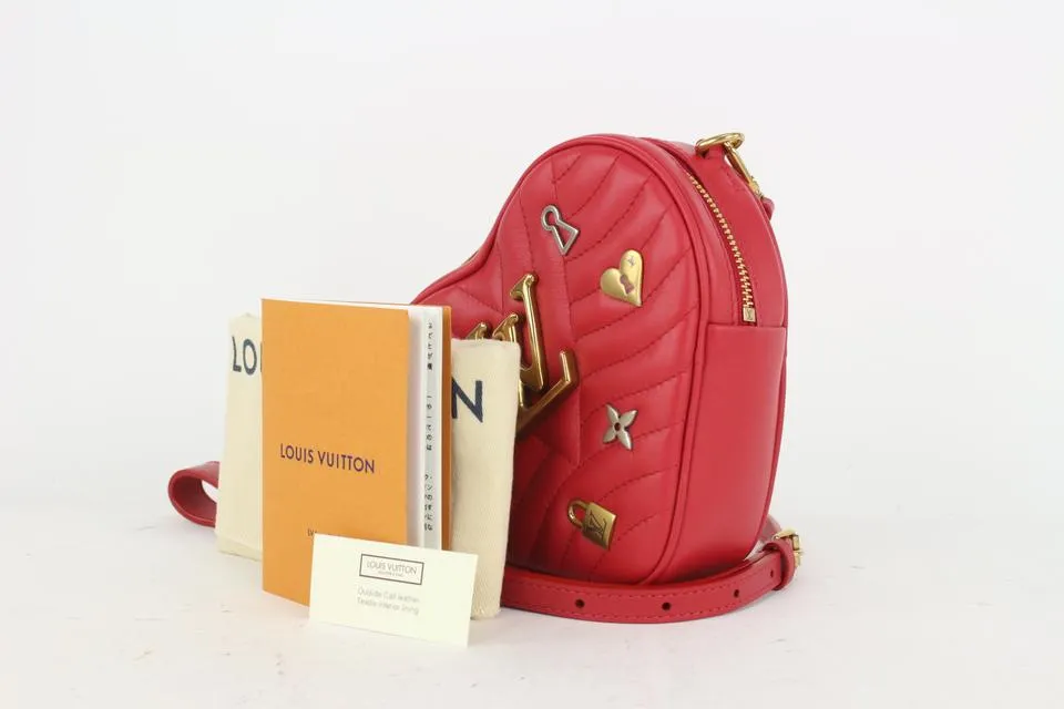 Louis Vuitton Limited Edition Red Quilted Leather New Wave Heart Crossbody Bag 816lv