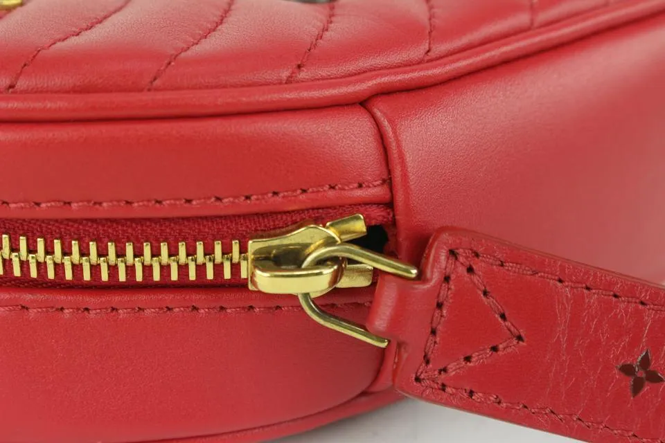Louis Vuitton Limited Edition Red Quilted Leather New Wave Heart Crossbody Bag 816lv
