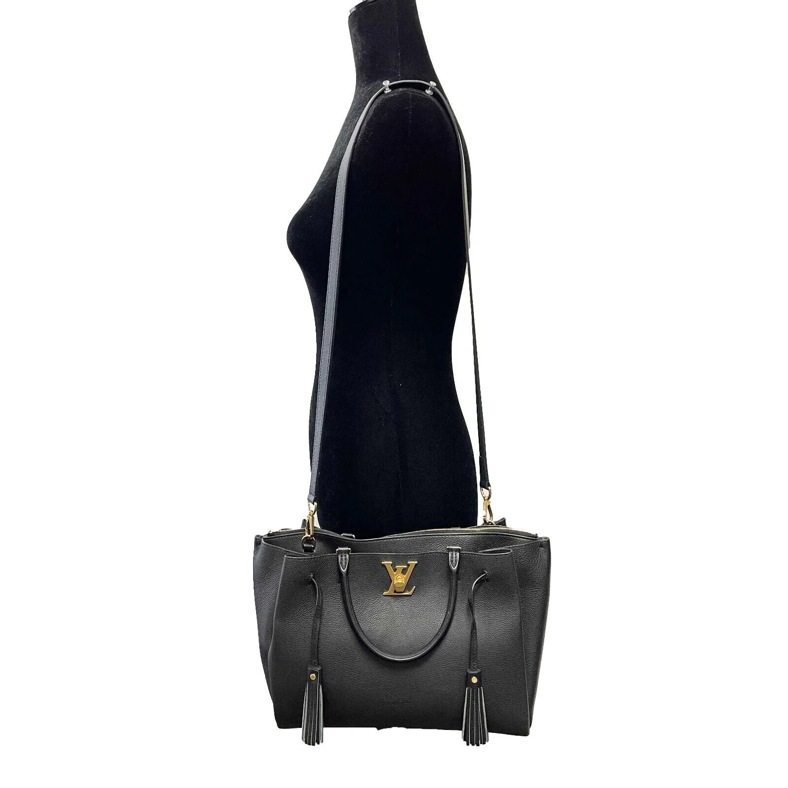 Louis Vuitton - LockMeTo - Black Leather Top Handle w/ Shoulder Strap