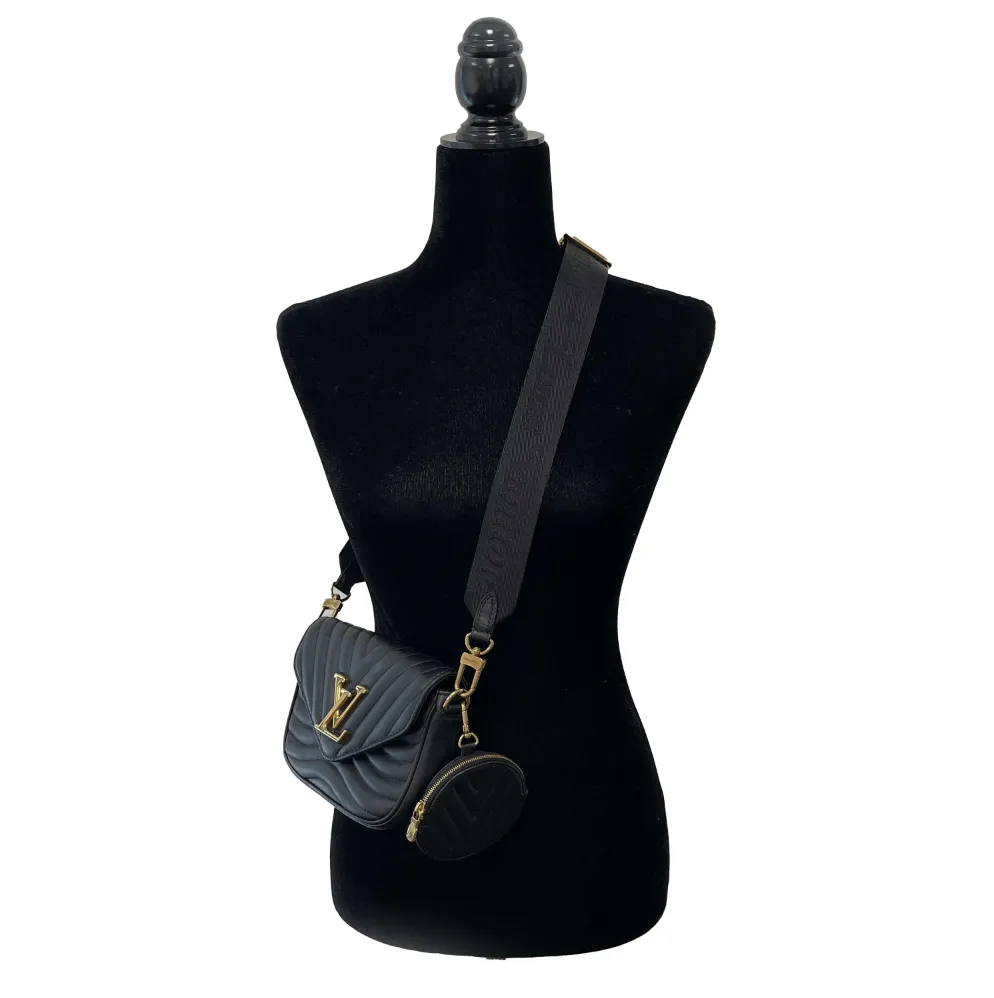 Louis Vuitton - LV - New Wave Multi Pochette Quilted Leather Black Crossbody