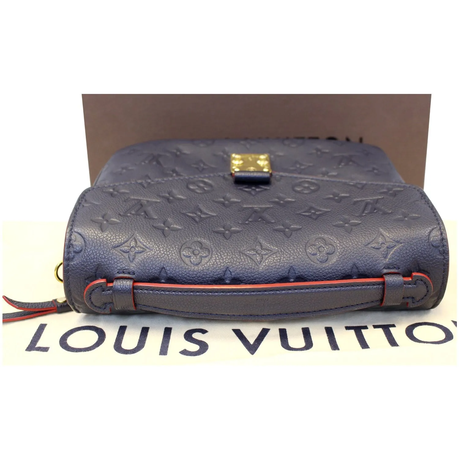 LOUIS VUITTON Metis Pochette Empreinte Leather Crossbody Bag Blue