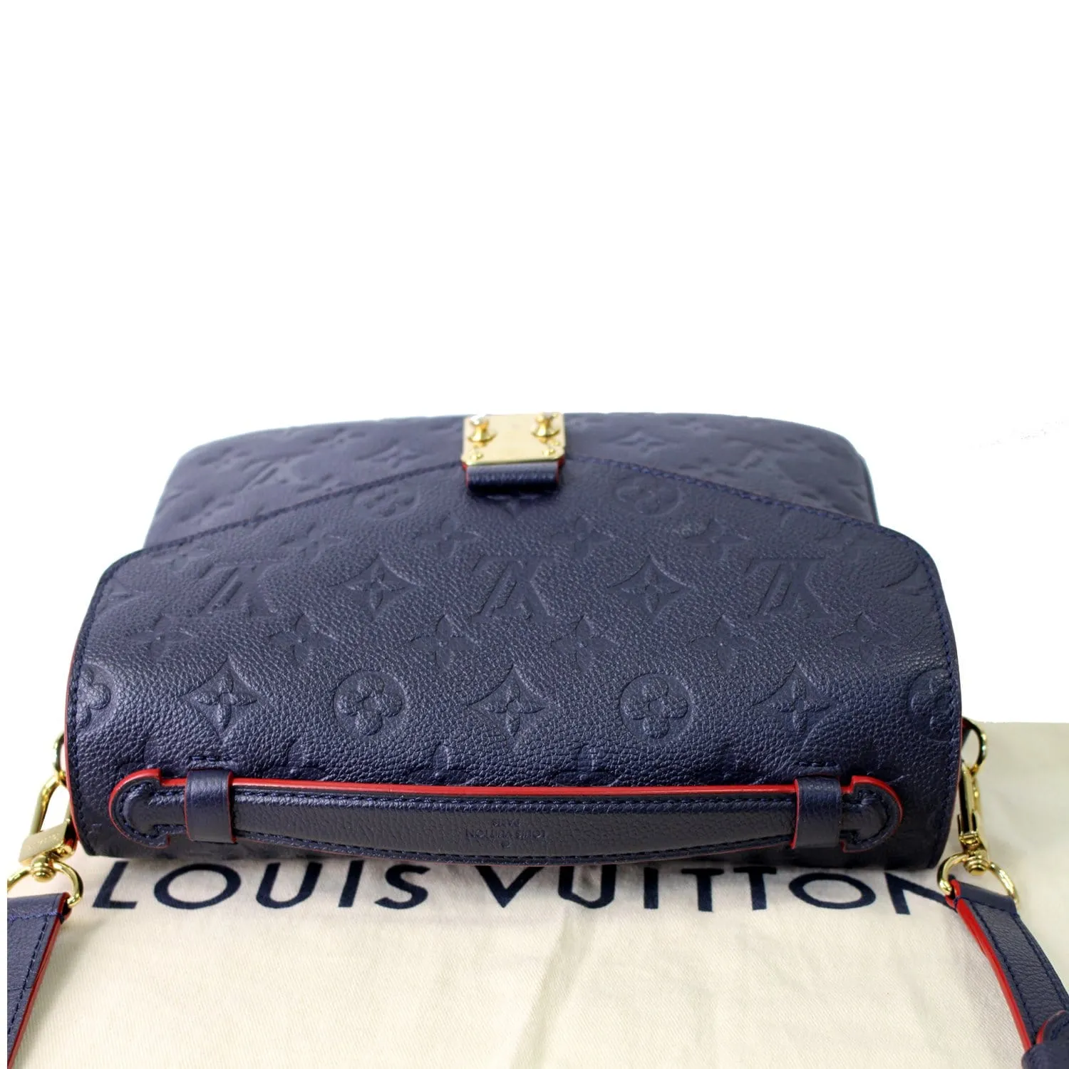 LOUIS VUITTON Metis Pochette Empreinte Leather Crossbody Bag Blue