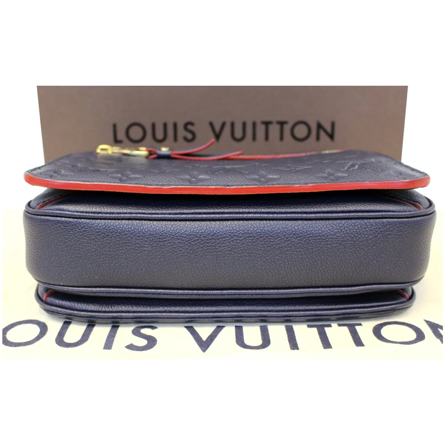 LOUIS VUITTON Metis Pochette Empreinte Leather Crossbody Bag Blue
