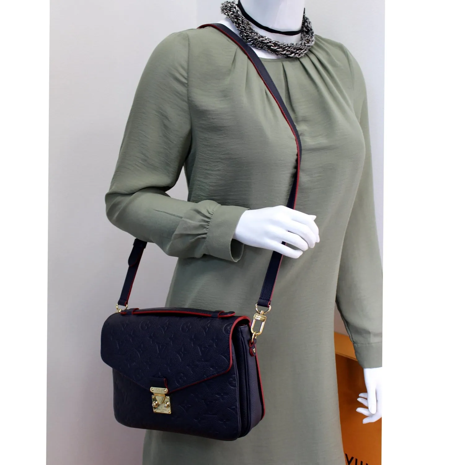 LOUIS VUITTON Metis Pochette Empreinte Leather Crossbody Bag Blue