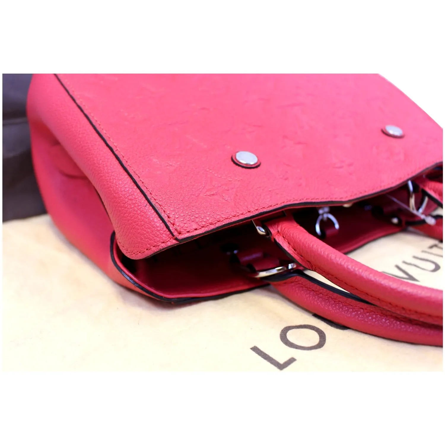 LOUIS VUITTON Montaigne BB Empreinte Leather Shoulder Bag Cherry