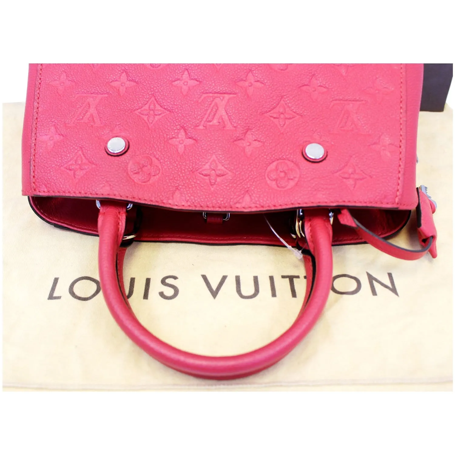 LOUIS VUITTON Montaigne BB Empreinte Leather Shoulder Bag Cherry