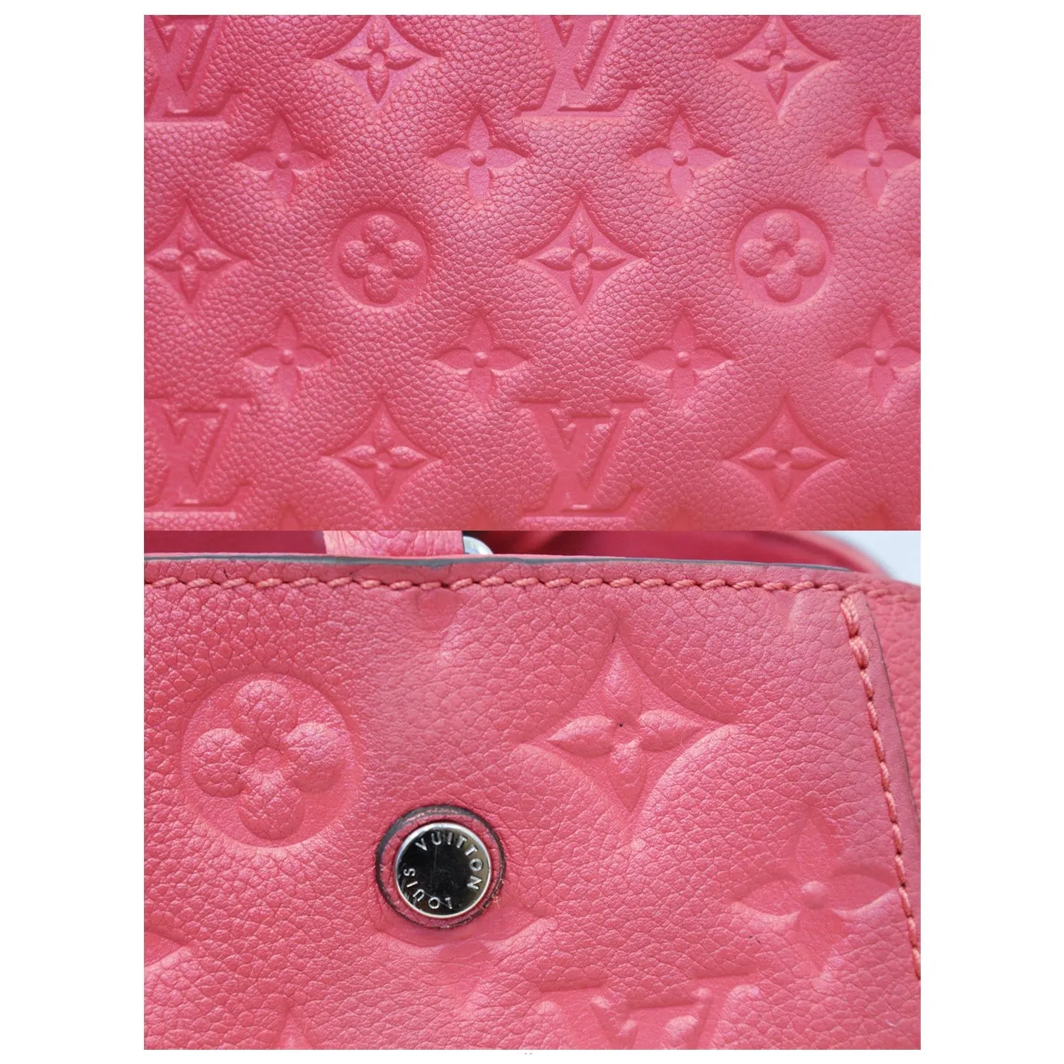LOUIS VUITTON Montaigne BB Empreinte Leather Shoulder Bag Cherry
