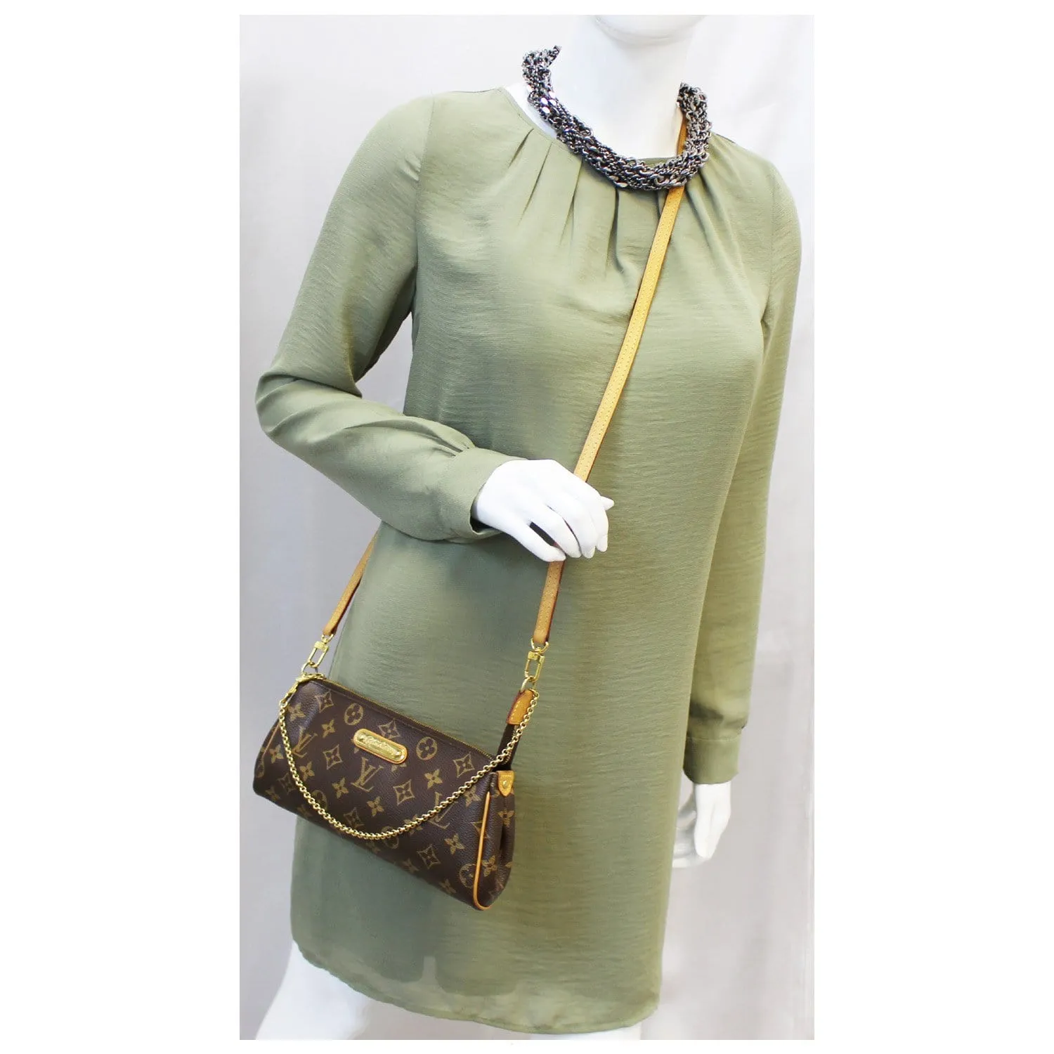 LOUIS VUITTON Pochette Eva Monogram Canvas Clutch Crossbody Bag
