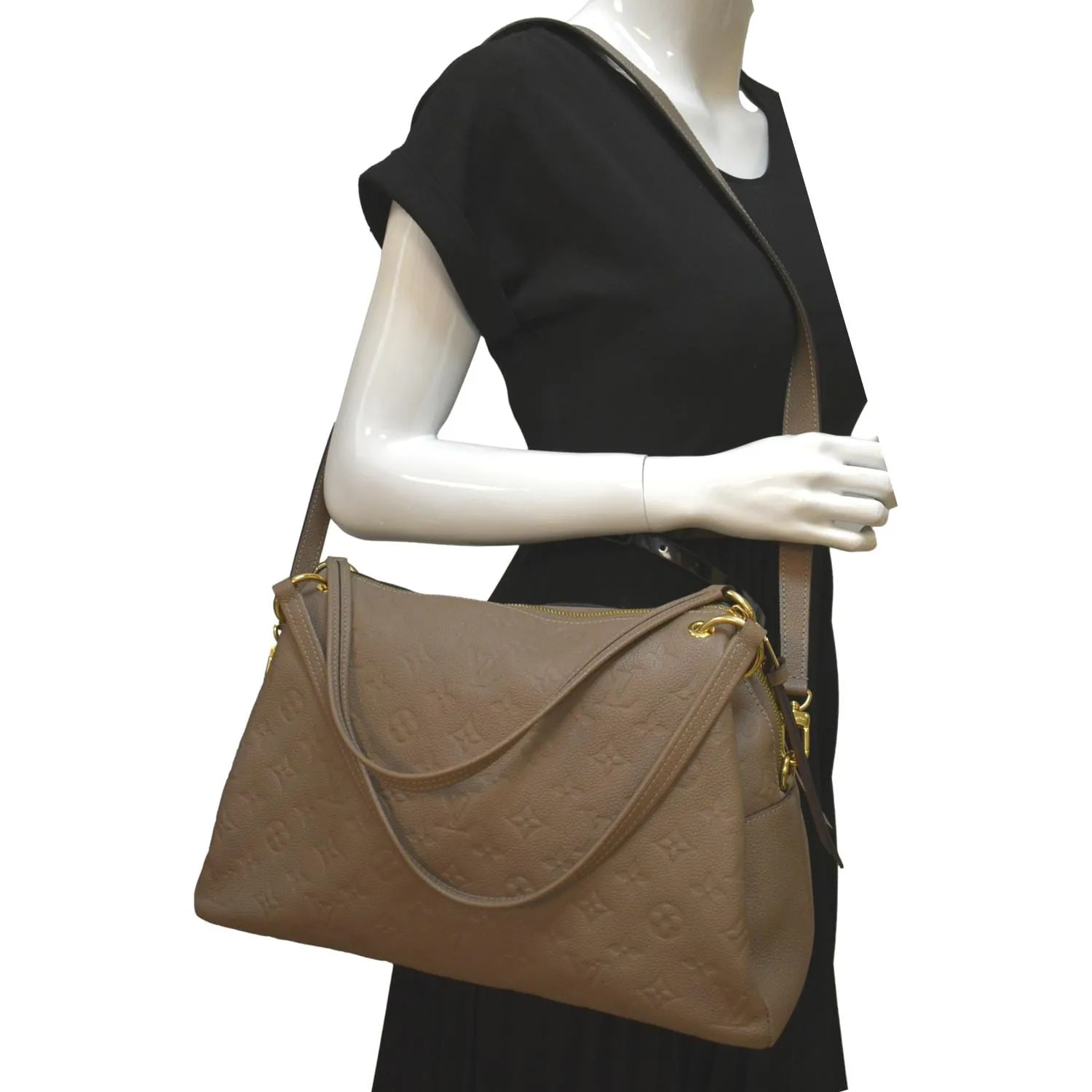 LOUIS VUITTON Ponthieu PM Empreinte Leather Shoulder Bag Tourterelle