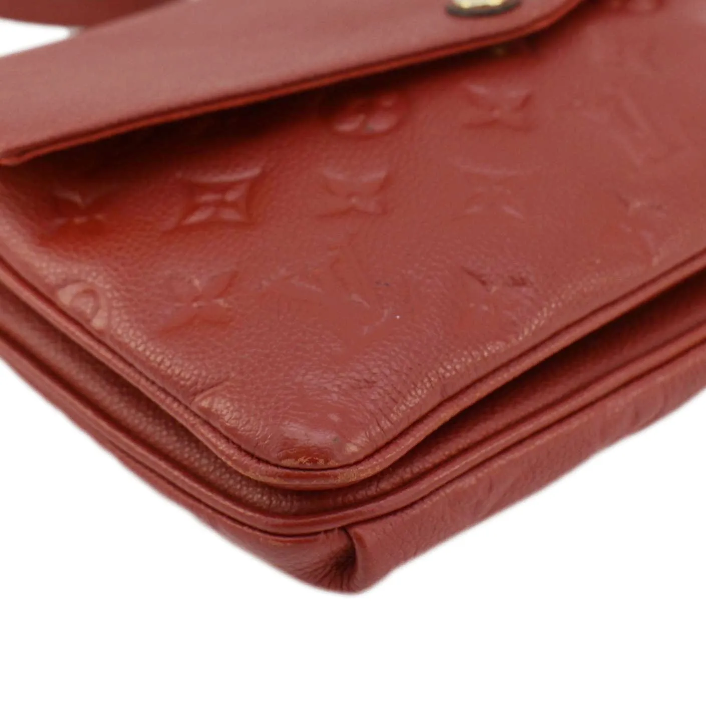 LOUIS VUITTON Twice Pochette Monogram Empreinte Crossbody Bag Red