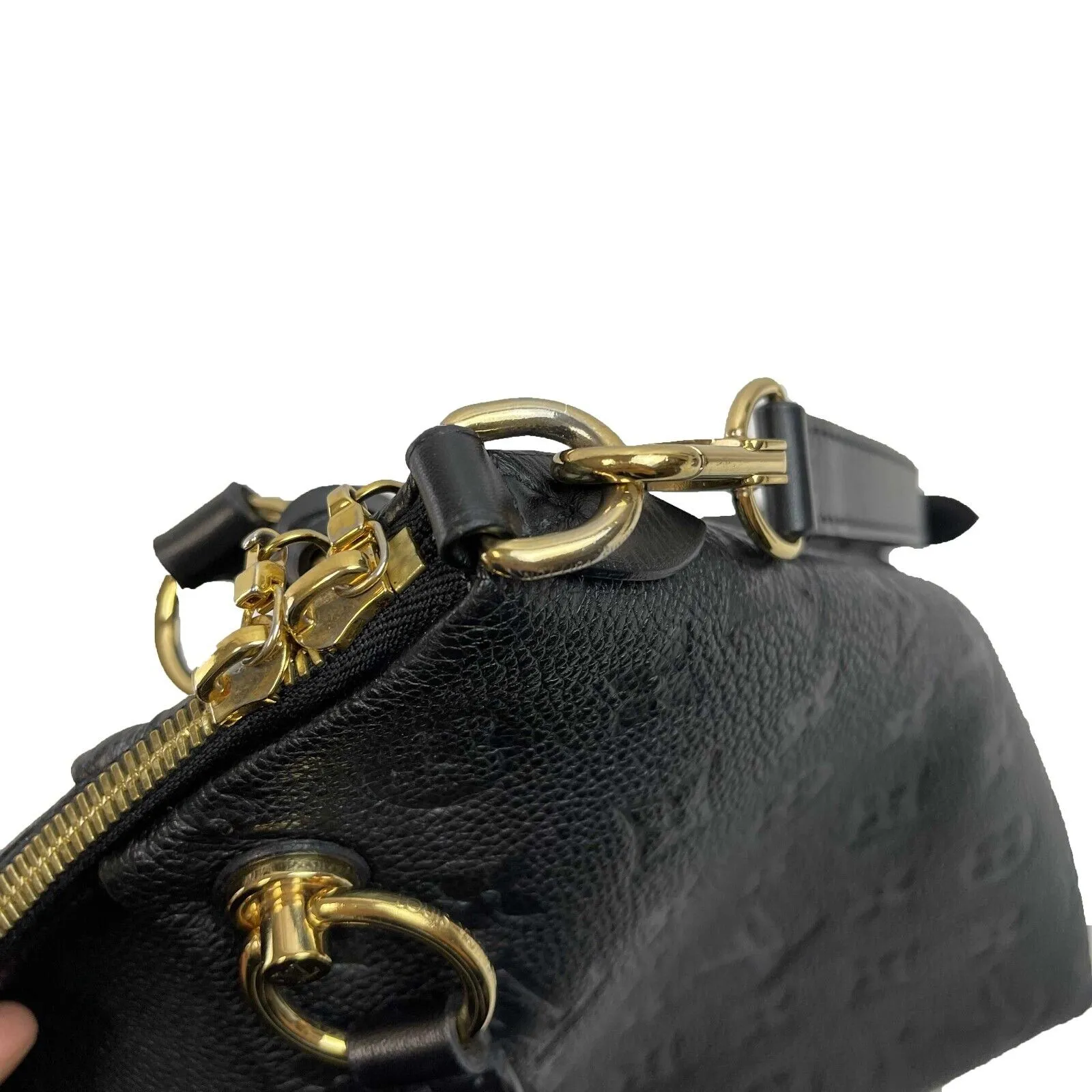 Louis Vuitton V Tote Monogram Empreinte MM Leather Crossbody Black Handbag