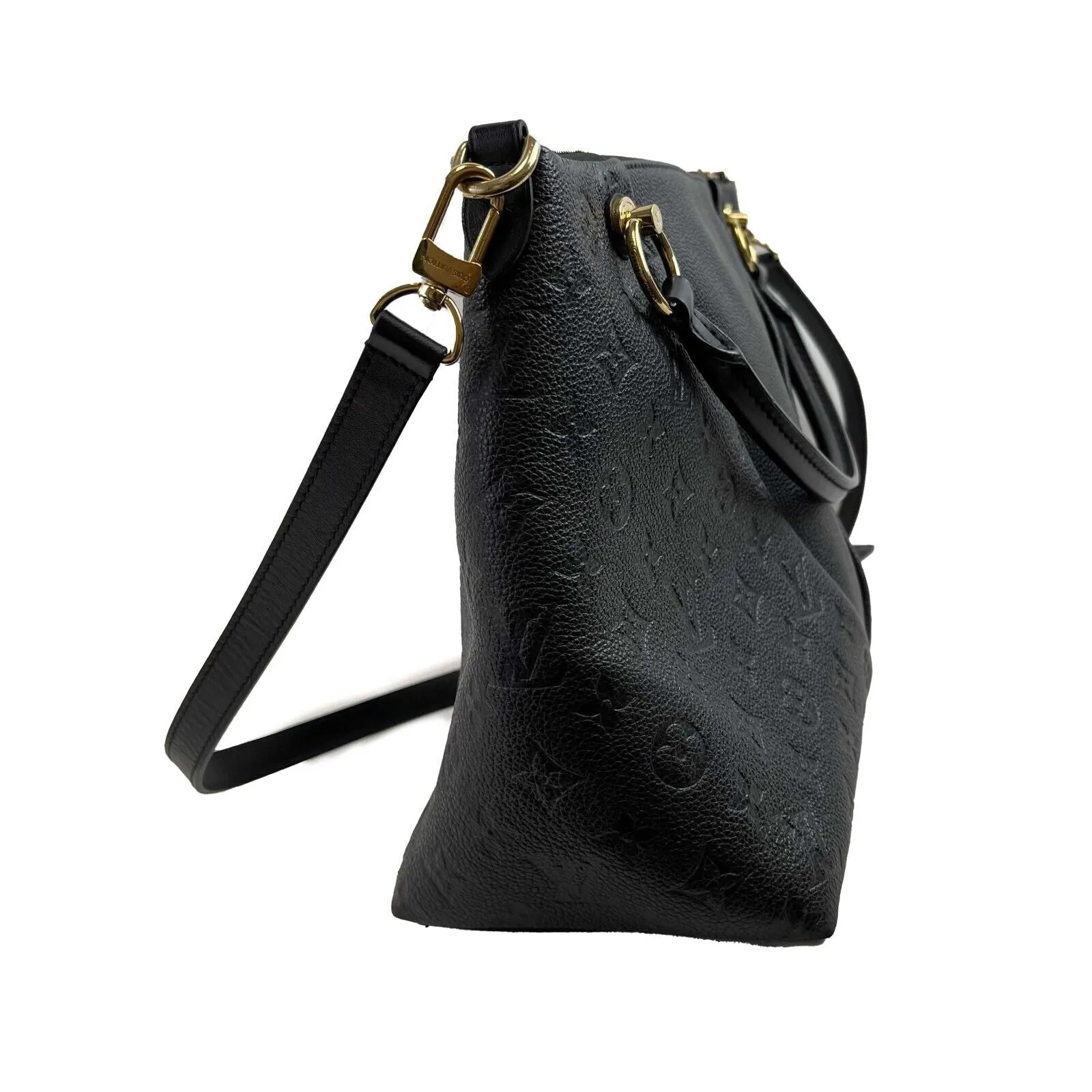 Louis Vuitton V Tote Monogram Empreinte MM Leather Crossbody Black Handbag