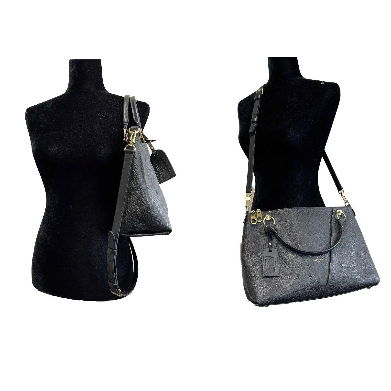 Louis Vuitton V Tote Monogram Empreinte MM Leather Crossbody Black Handbag