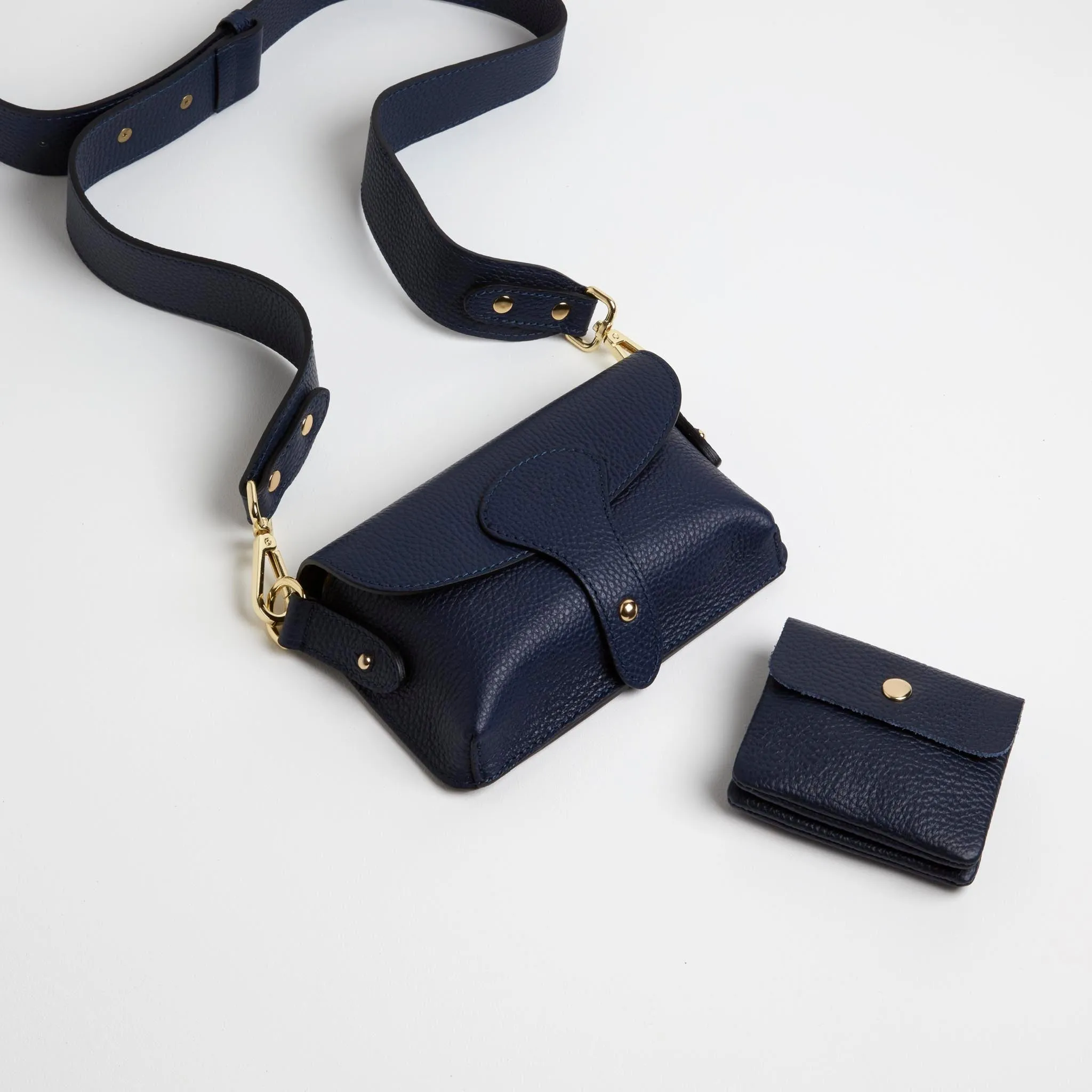 Luca Small Crossbody Bag, Purse and Scarf Gift Set in Navy