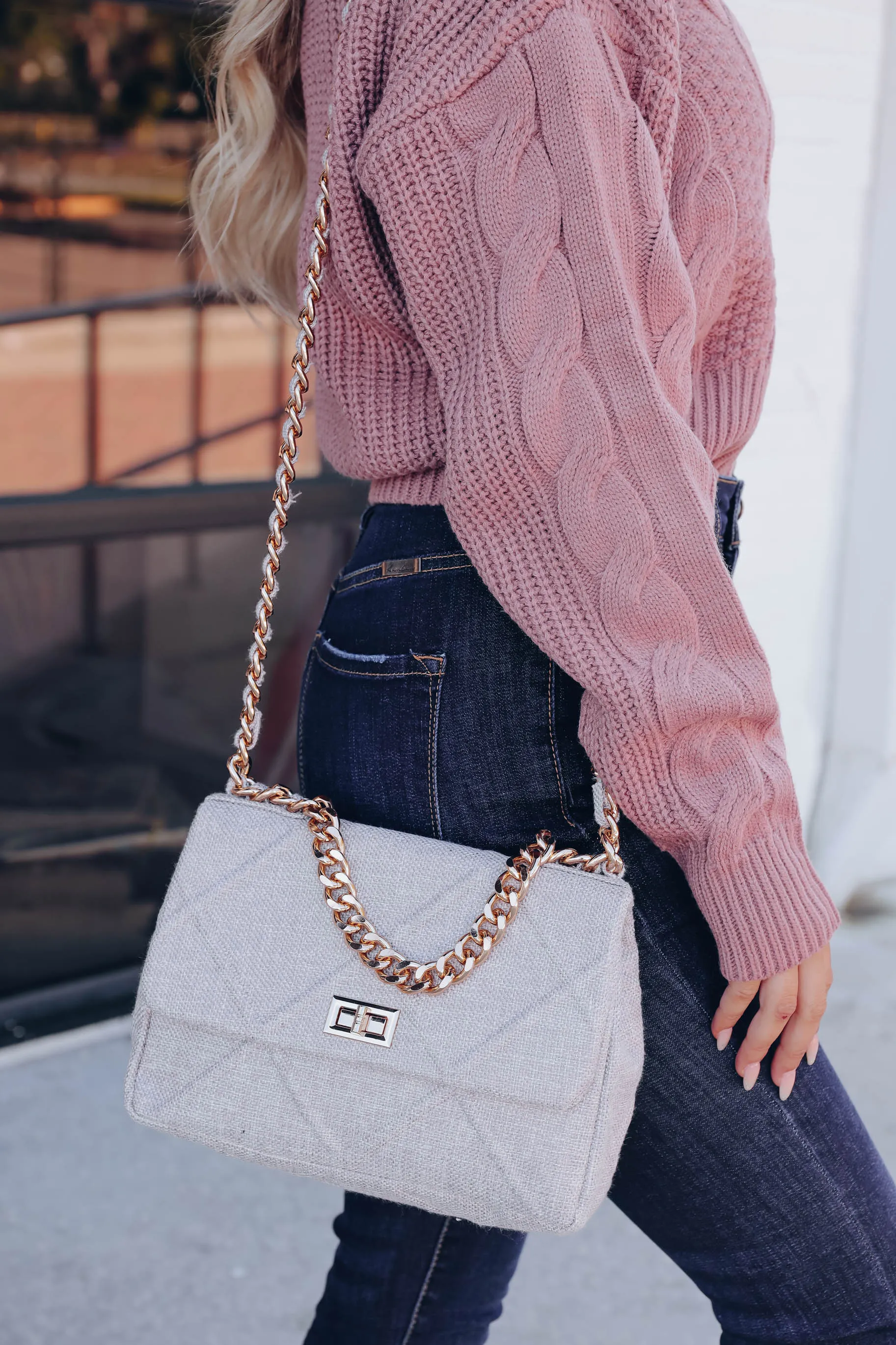 Maksym Denim Quilted Bag - Grey