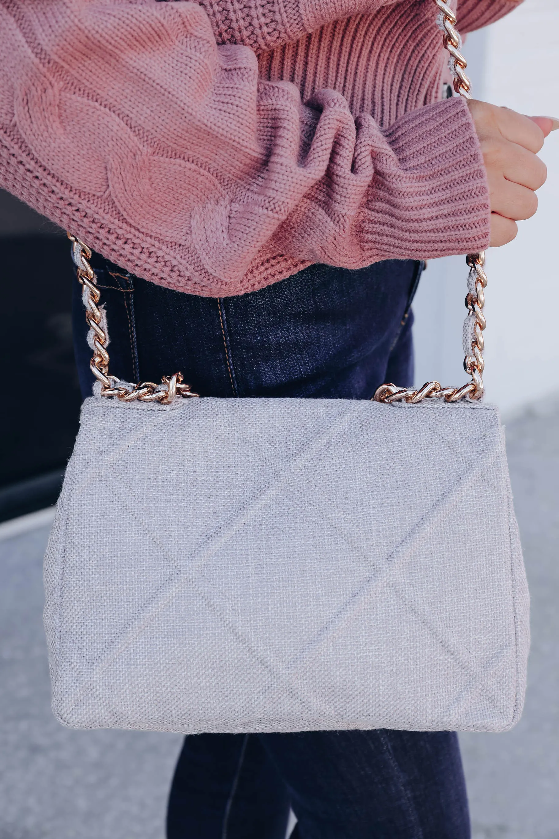 Maksym Denim Quilted Bag - Grey