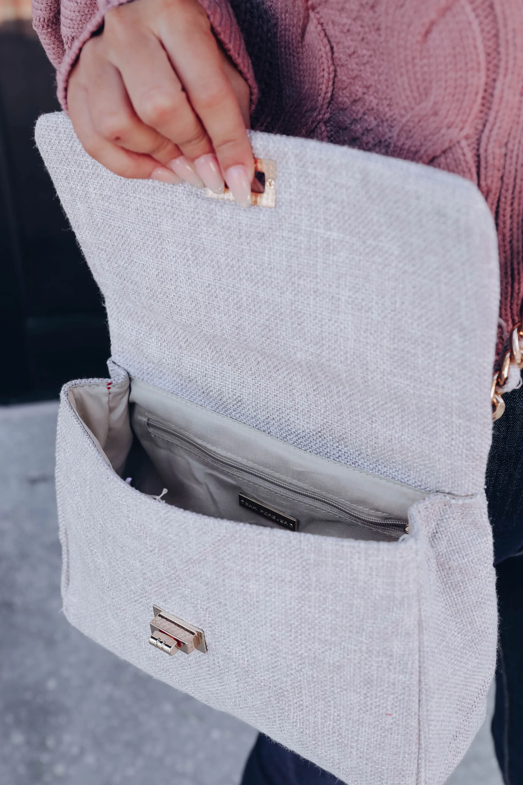 Maksym Denim Quilted Bag - Grey