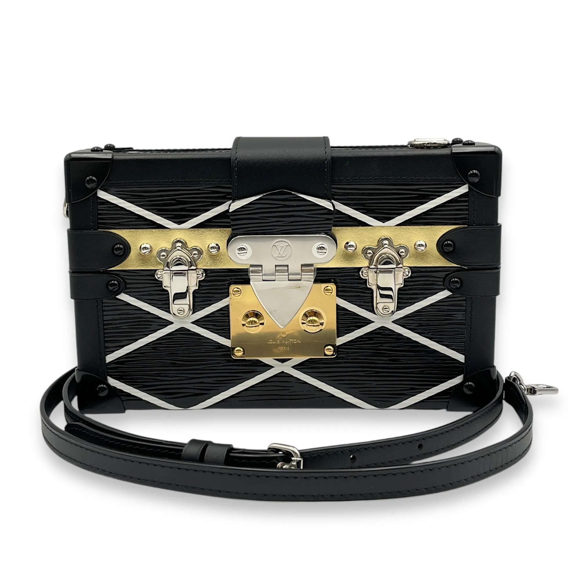 Malletage Petite Malle 19x12x5cm Black Crossbody Bag in Epi Leather, 2-Tone hardware