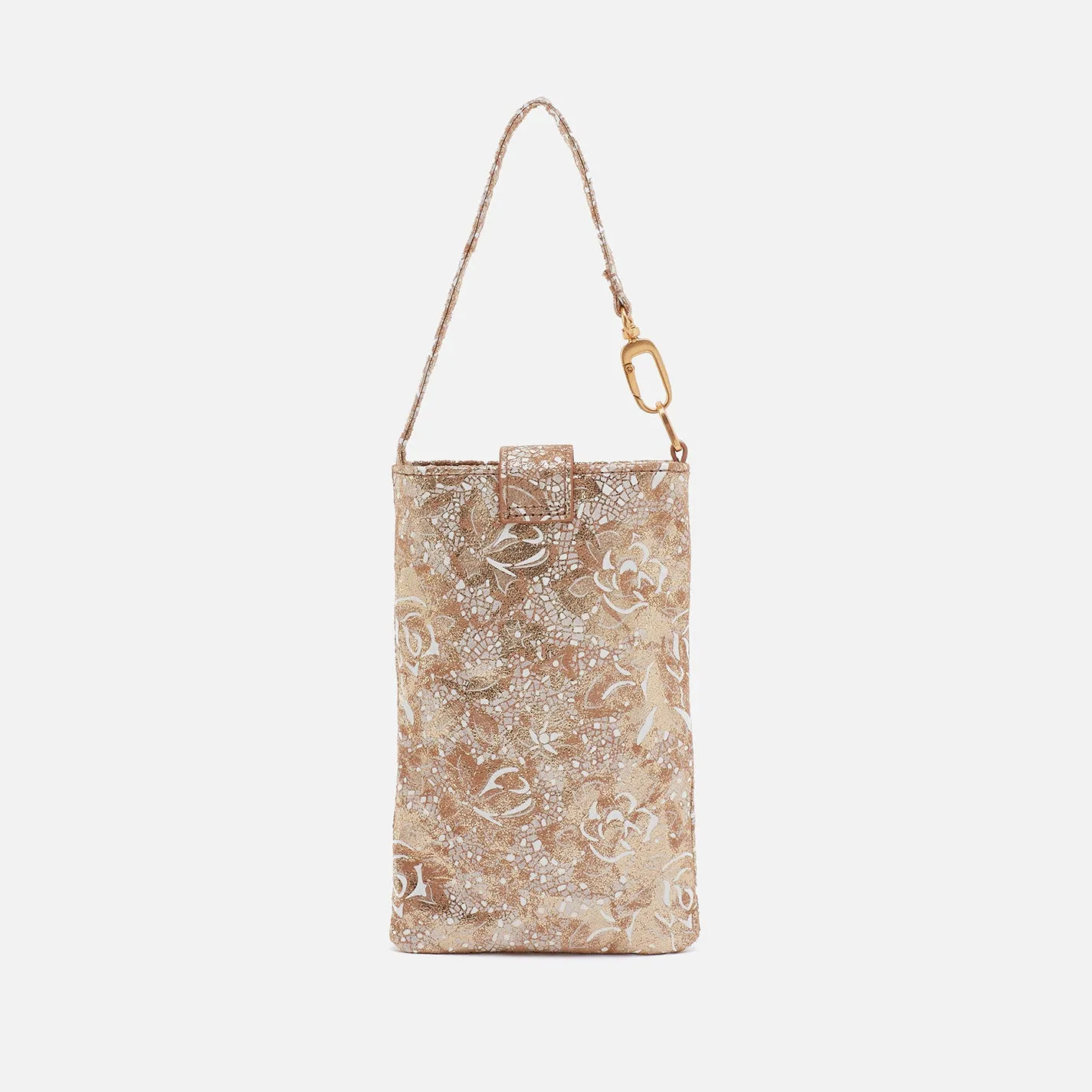 Marlo Carryall Crossbody In Printed Leather - Gilded Petals