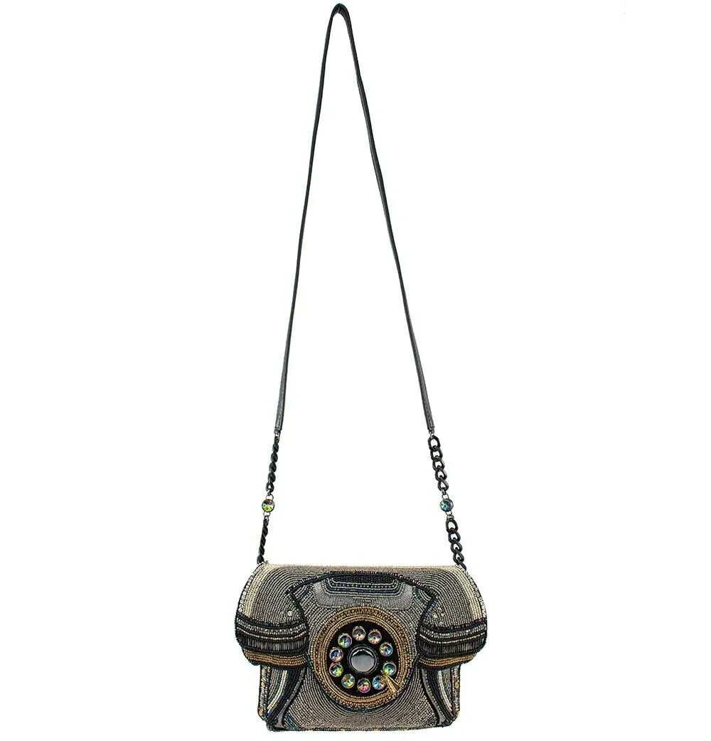 Mary Frances Busy Signal Crossbody Clutch Rotary Phone Handbag Beaded Bag New