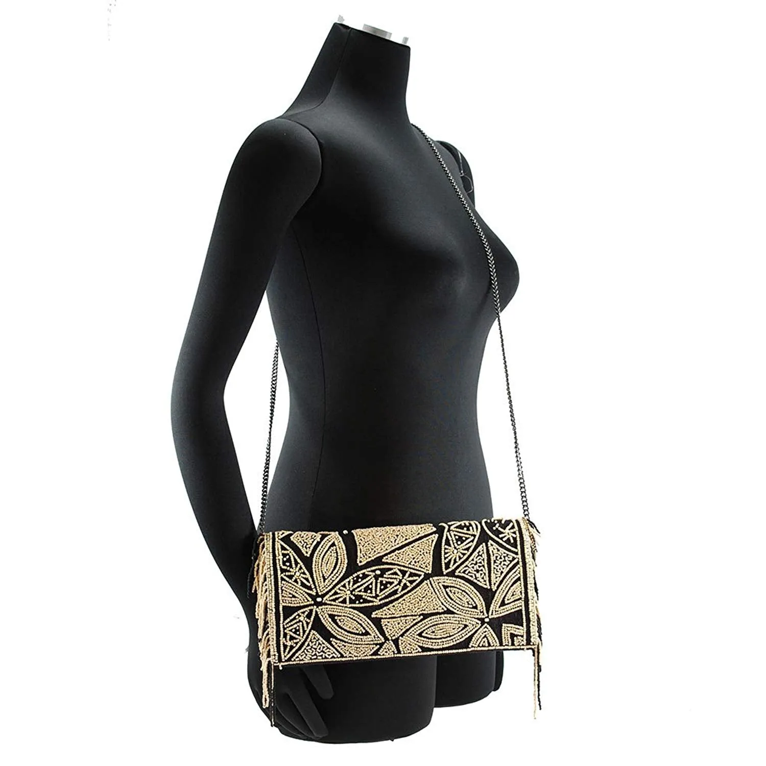 Mary Frances Kindred Spirit Beaded Raw Silk Crossbody Handbag Bag Purse Black NEW