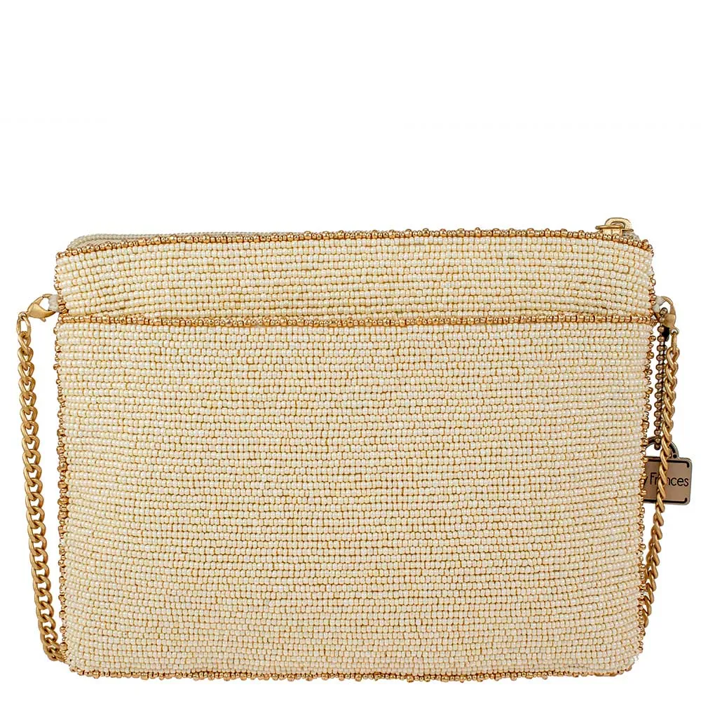 Mary Frances Love Affair Beaded Rainbow Heart Mini Crossbody Gold Handbag Bag new