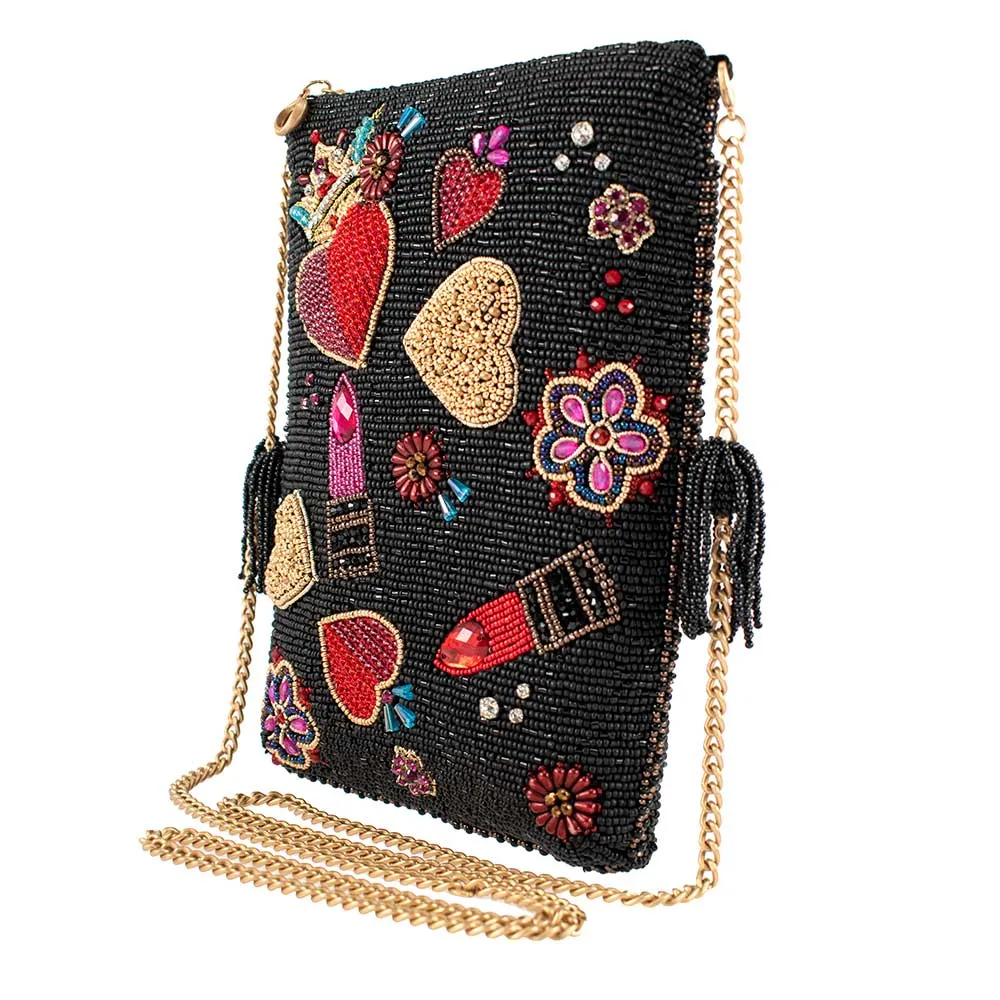Mary Frances Make Me Up Crossbody Mini Black Handbag NEW