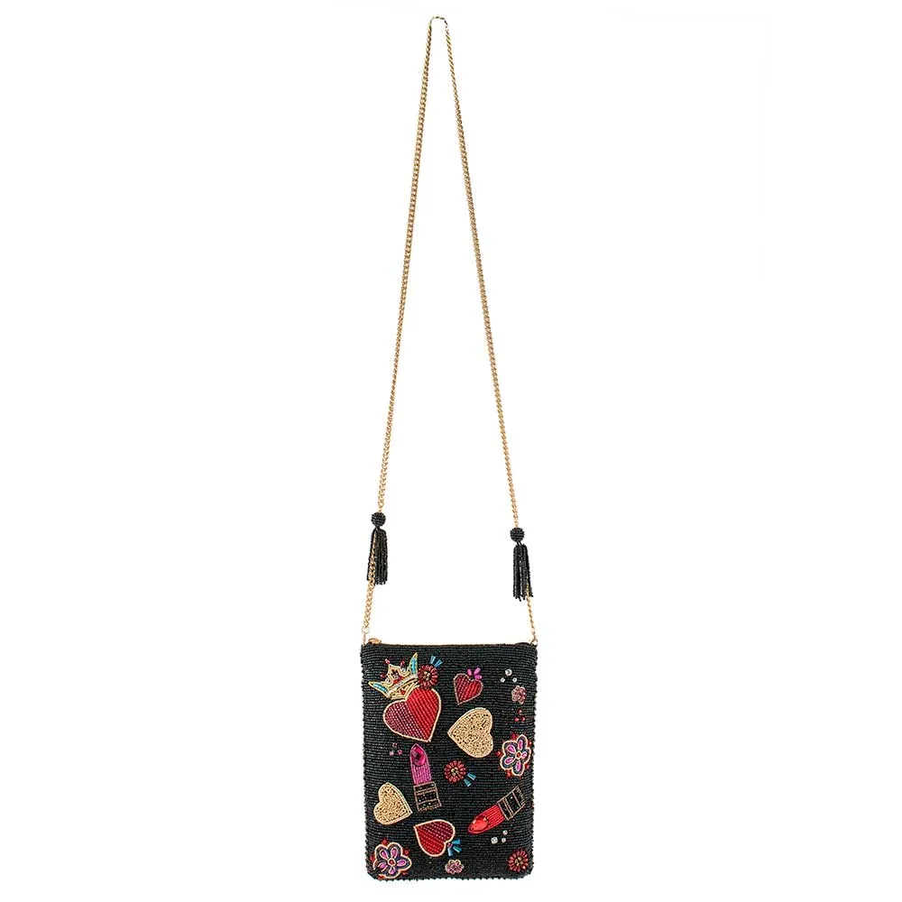Mary Frances Make Me Up Crossbody Mini Black Handbag NEW