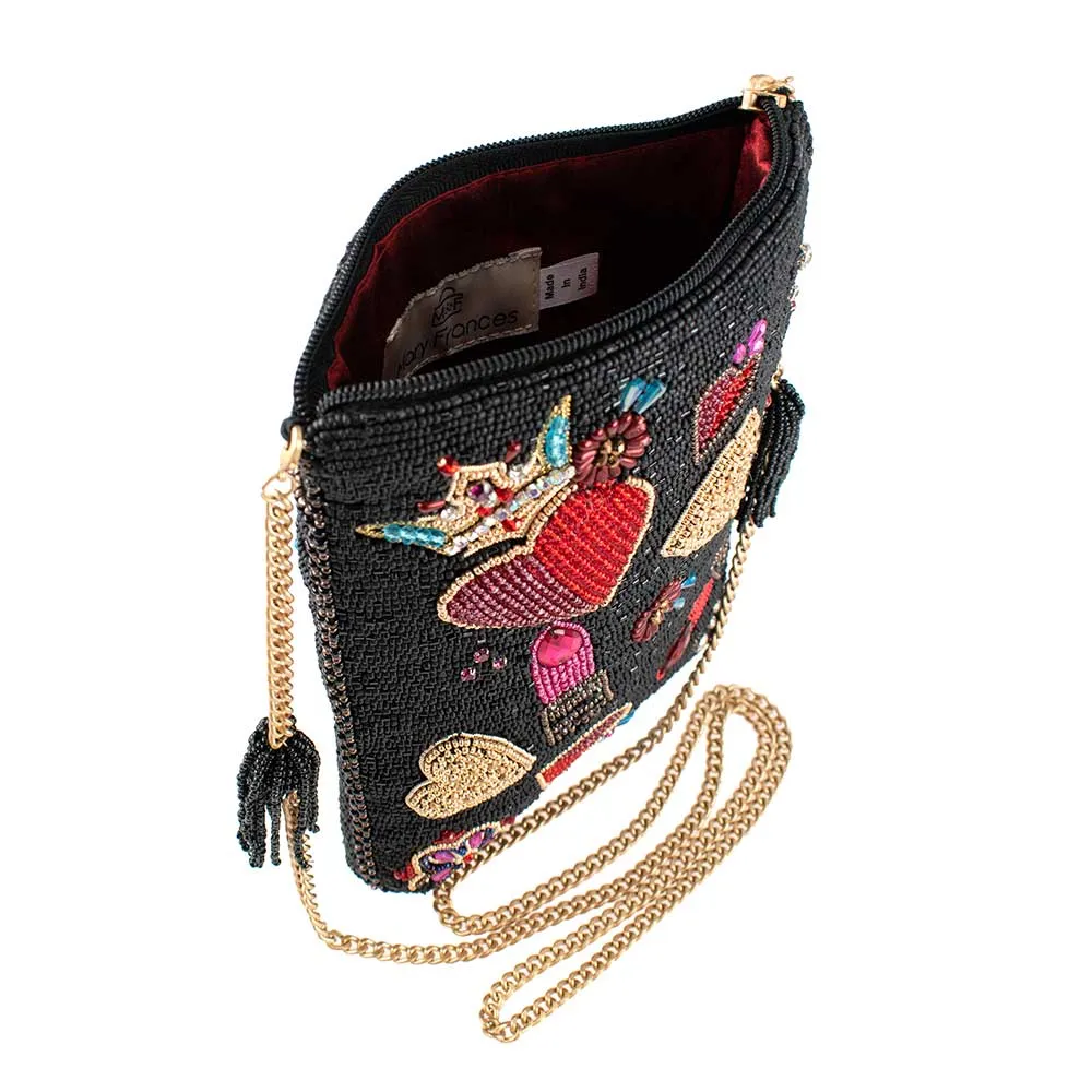 Mary Frances Make Me Up Crossbody Mini Black Handbag NEW