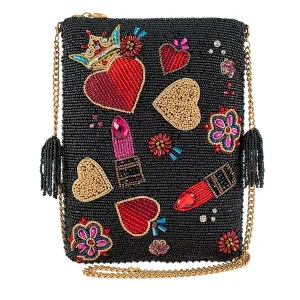 Mary Frances Make Me Up Crossbody Mini Black Handbag NEW