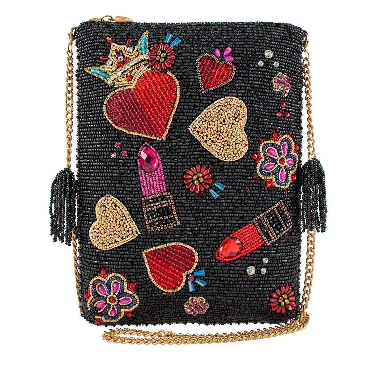 Mary Frances Make Me Up Crossbody Mini Black Handbag NEW