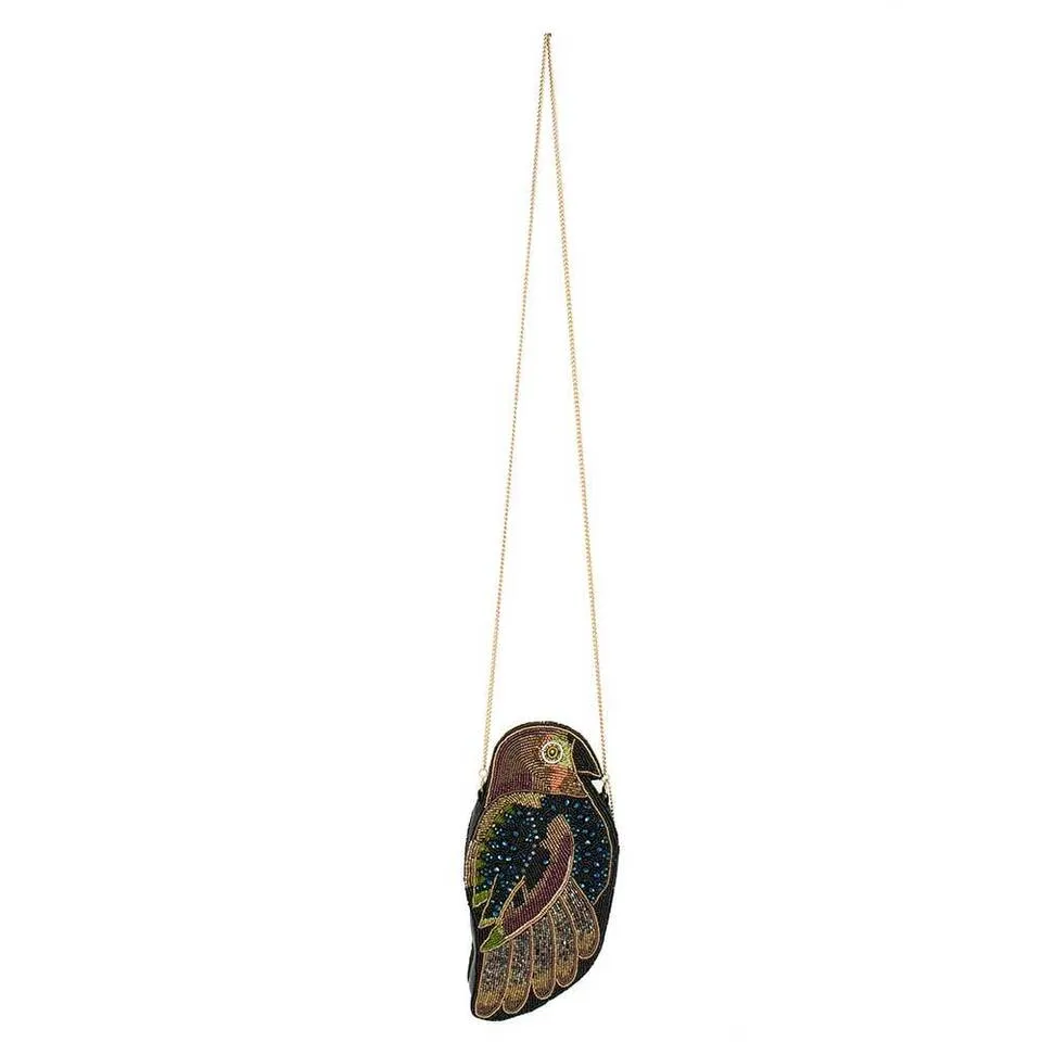 Mary Frances Out On A Limb Crossbody Parrot Bird Handbag Brown Purse Bag NEW