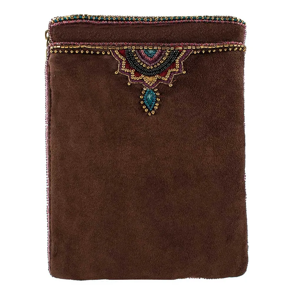 Mary Frances Tempting Mini Crossbody Strap Embroidery Bead Brown Handbag Bag New