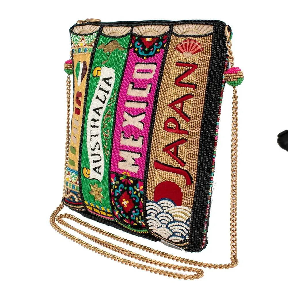 Mary Frances Well Traveled Black Books Spring Beaded Crossbody Handbag Bag New