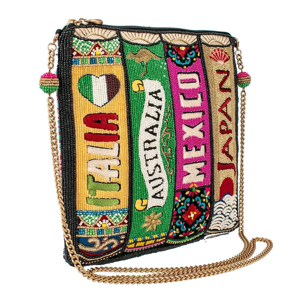 Mary Frances Well Traveled Black Books Spring Beaded Crossbody Handbag Bag New