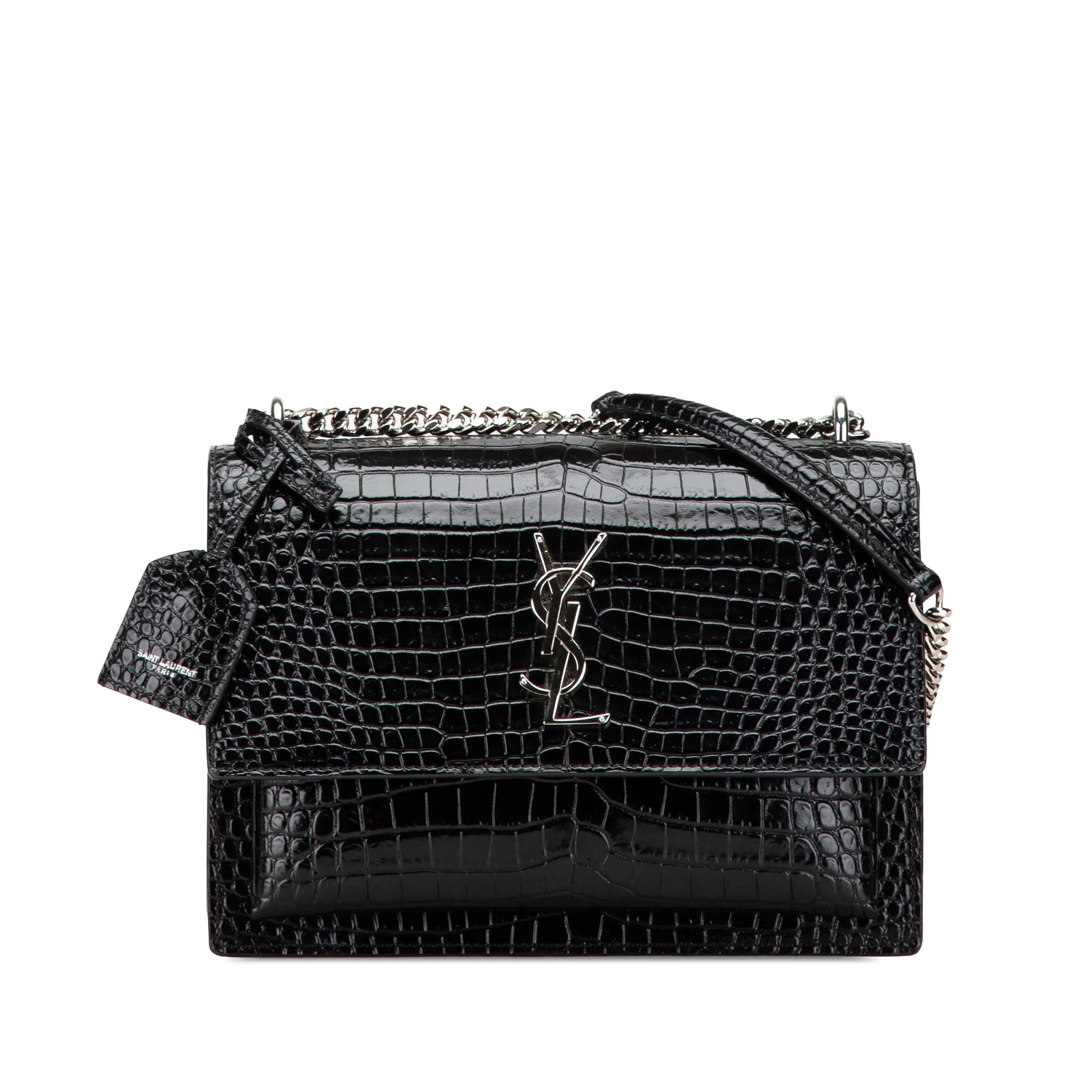 Medium Croc Embossed Leather Sunset Crossbody